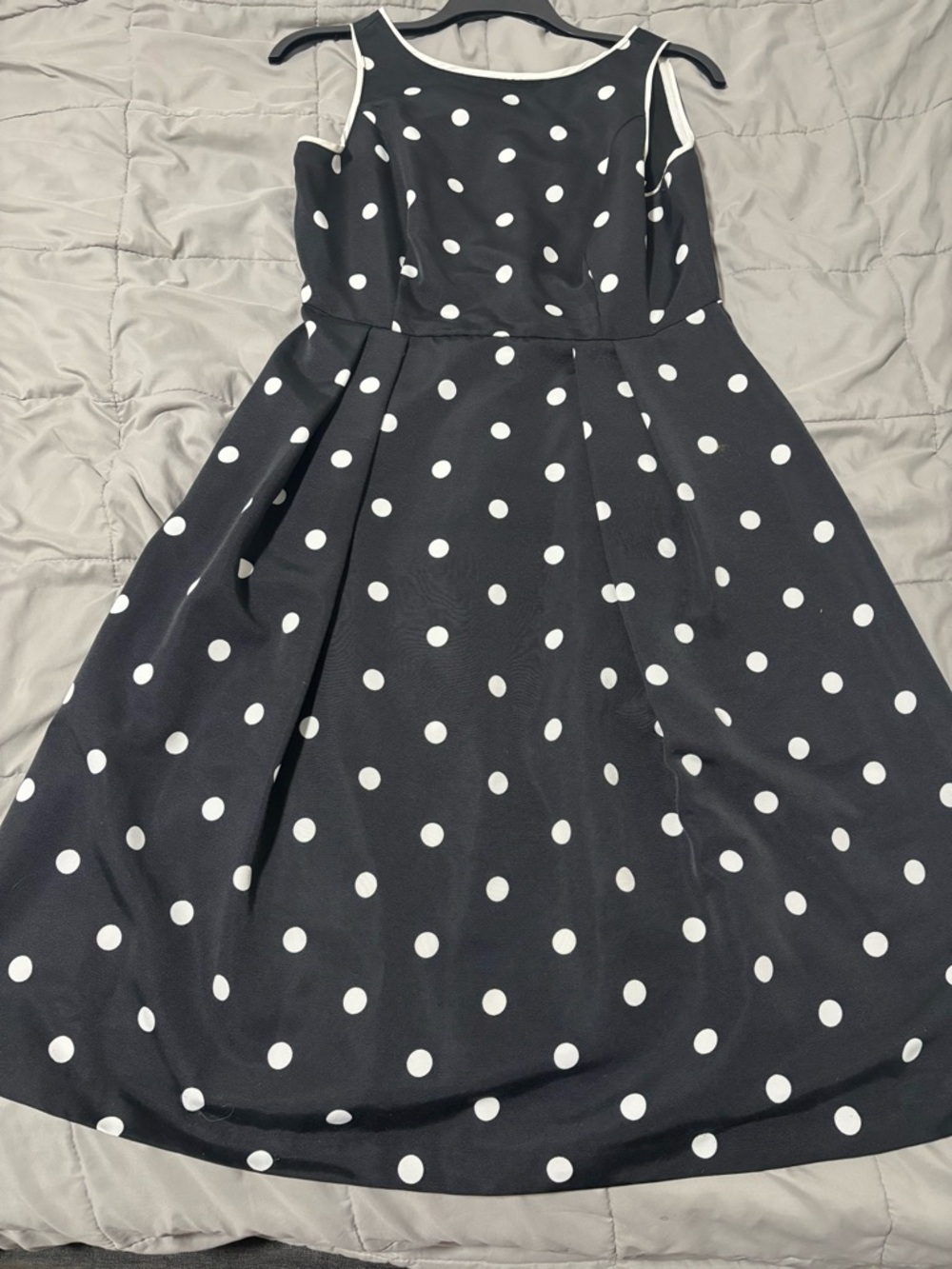 Black & White Polka Dot Sleeveless Fit-and-Flare Dress